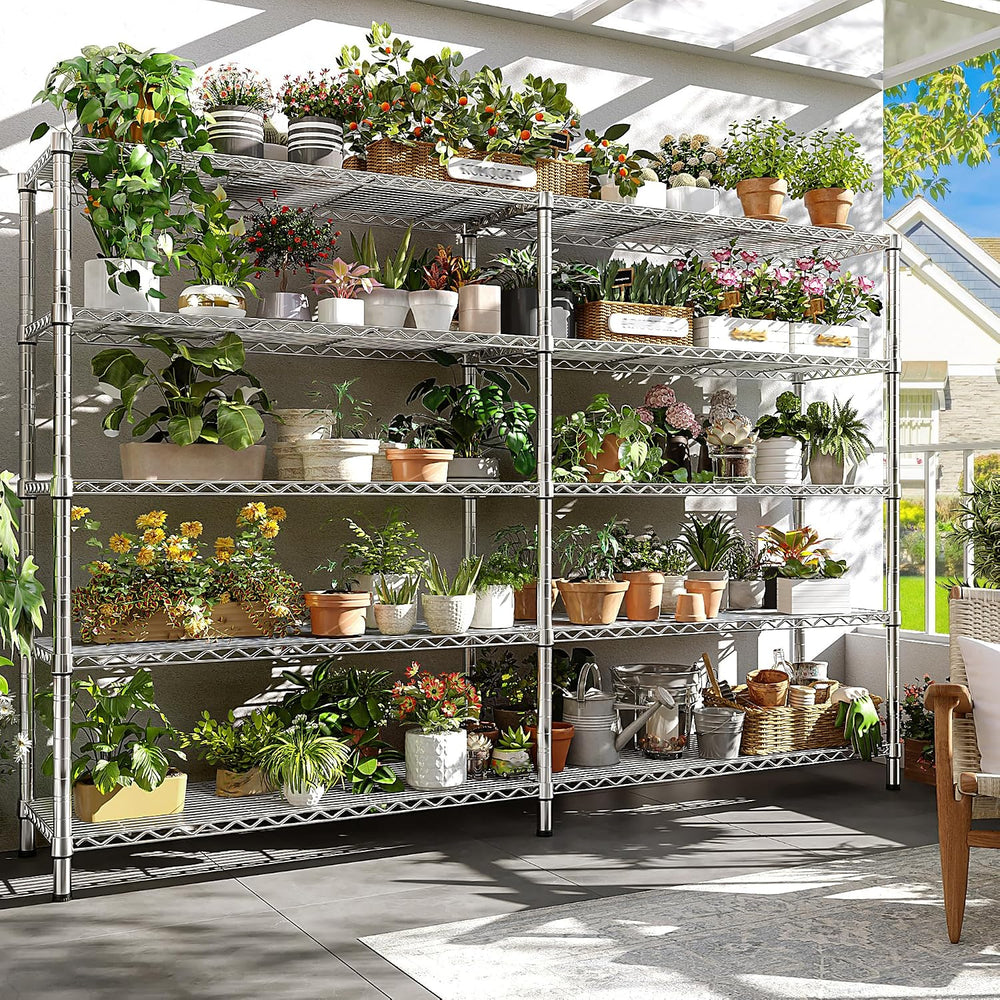 REIBII 69.8" W Storage Shelves 1510LBS Wire Shelving Unit 5 Tier Metal S...