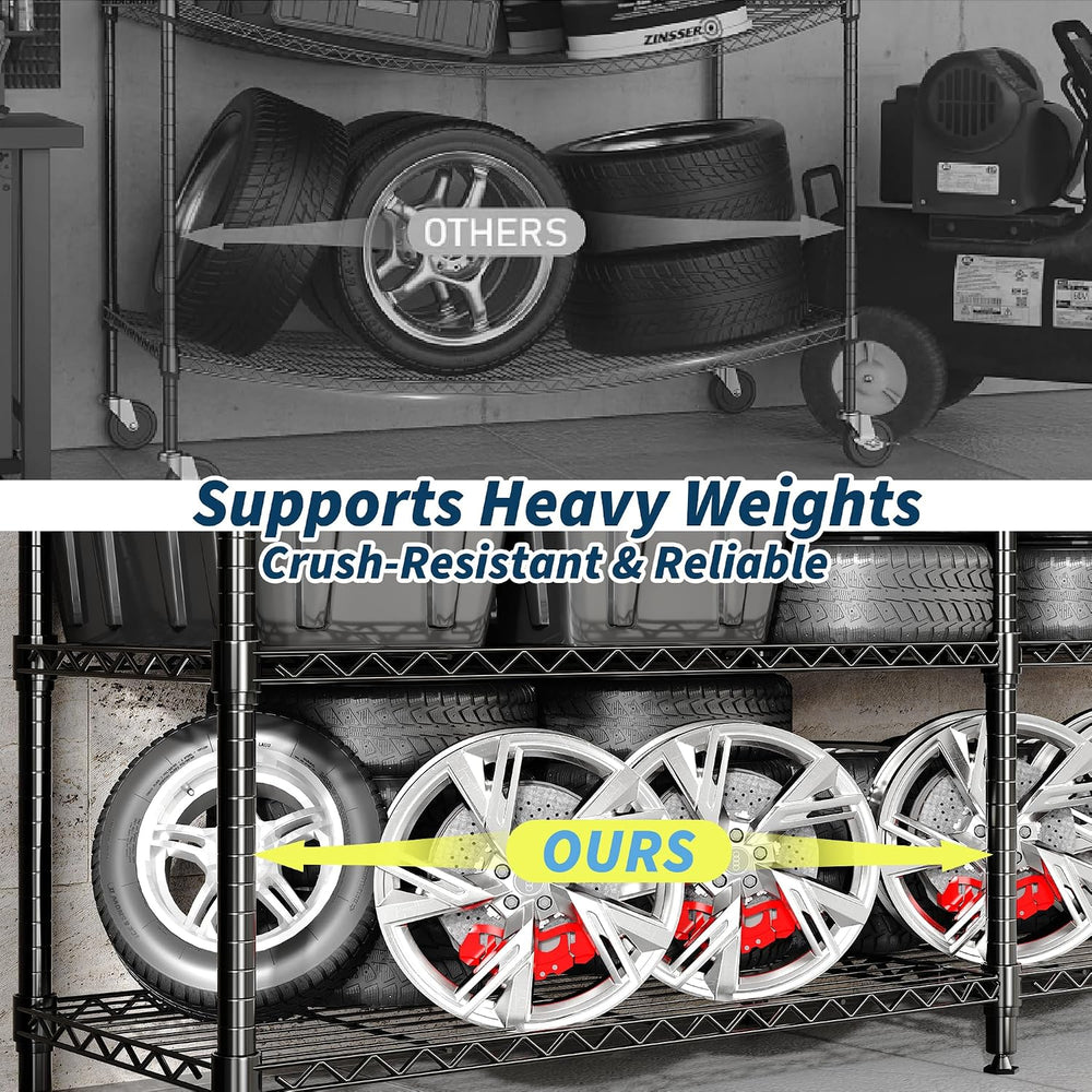 Garvee Metal Storage Shelves 4-Tier, Wire Shelving Rack 59"Wx13.8"D...