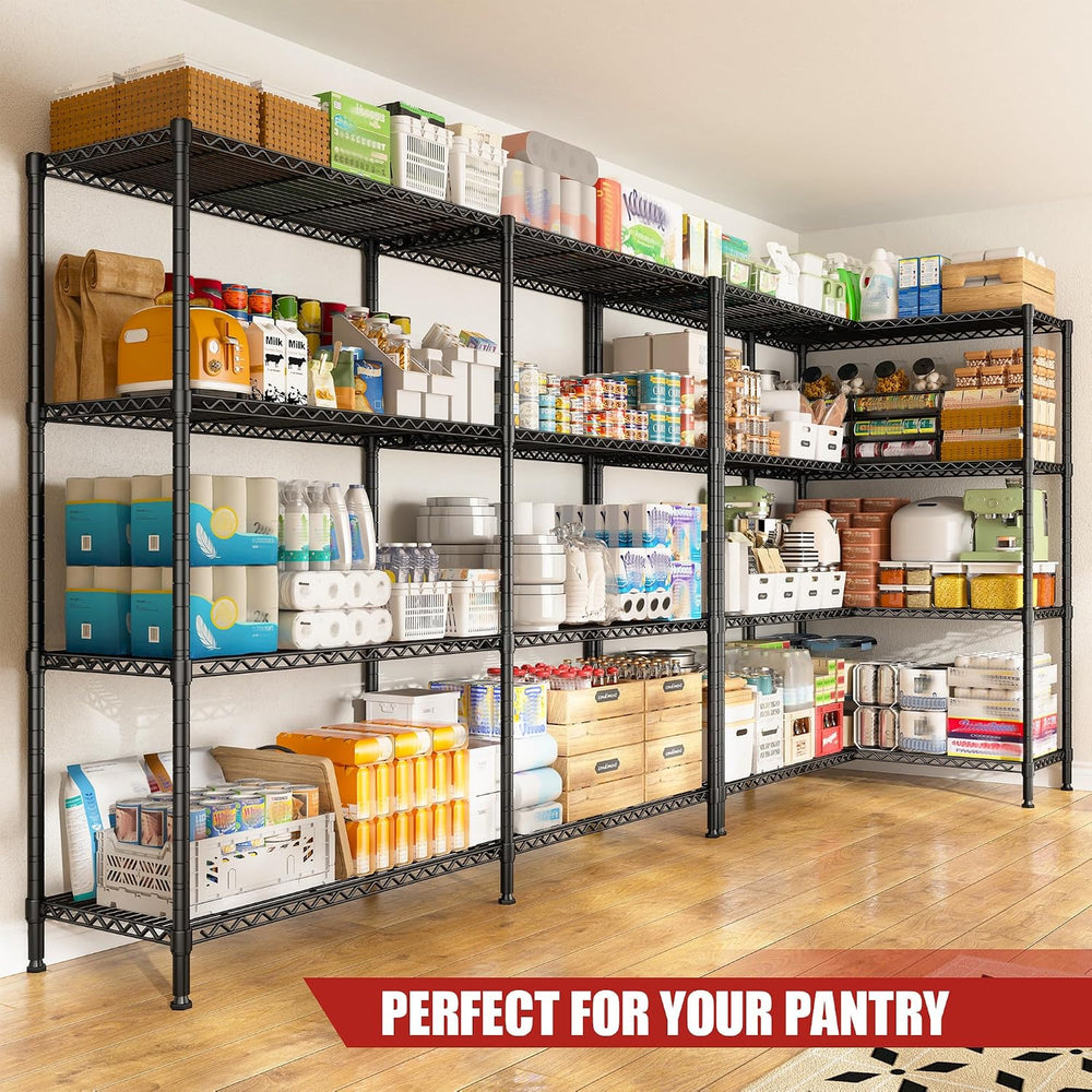 REIBII 61.7''W Storage Shelves Load 1220LBS Wire Shelving Unit 4 Tier...
