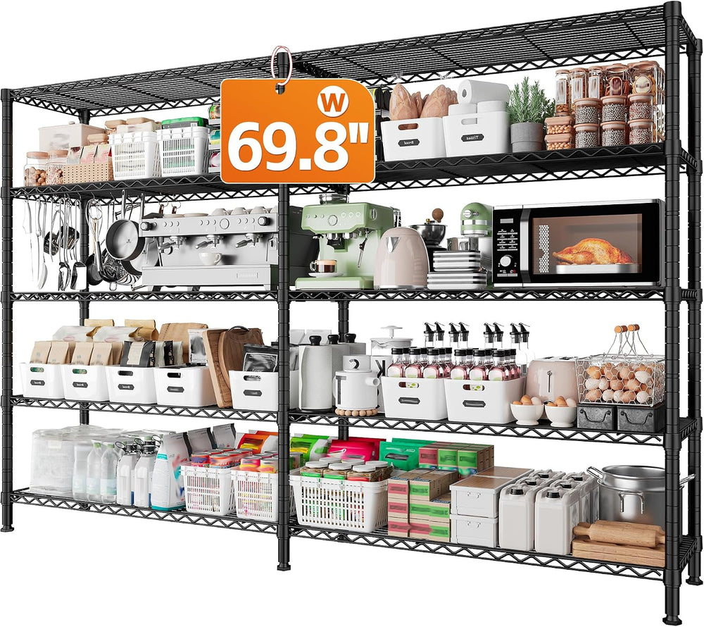 REIBII 5-Tier Heavy Duty Storage Shelving Unit, 1600LBS Wire Rack