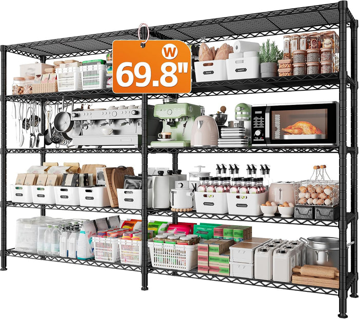 REIBII 5-Tier Heavy Duty Storage Shelving Unit, 1600LBS Wire Rack