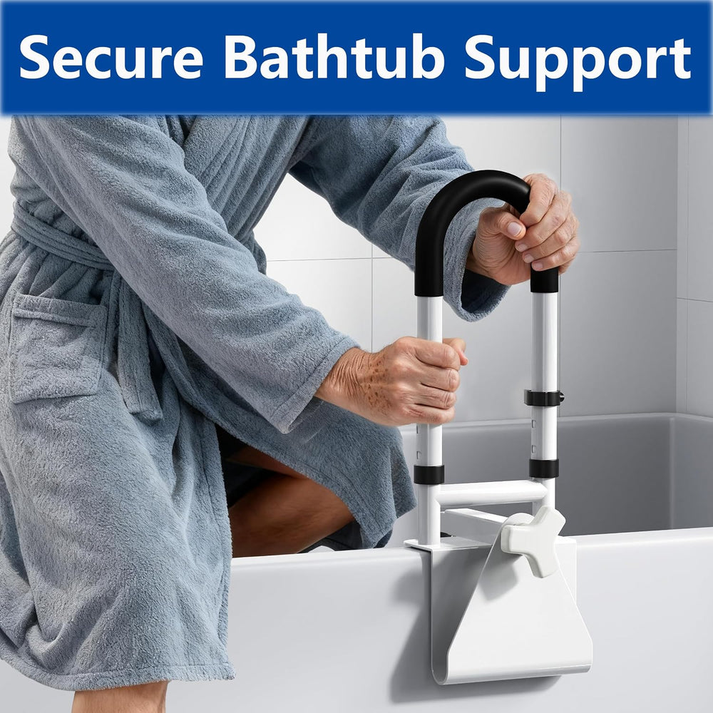 Adjustable Bathtub Safety Rail, Bathtub Handle Grab Bar with Non-Slip Grip fo...