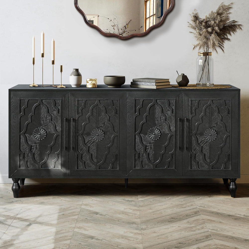 LUMISOL Sideboard Buffet Cabinet with Storage, Accent Storage Cabinet with 4 ...