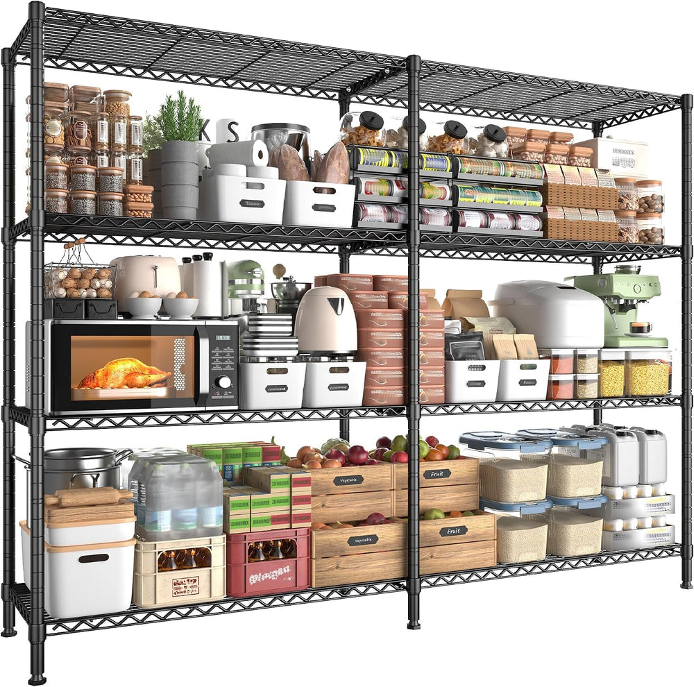 REIBII 61.7''W Storage Shelves Load 1220LBS Wire Shelving Unit 4 Tier...