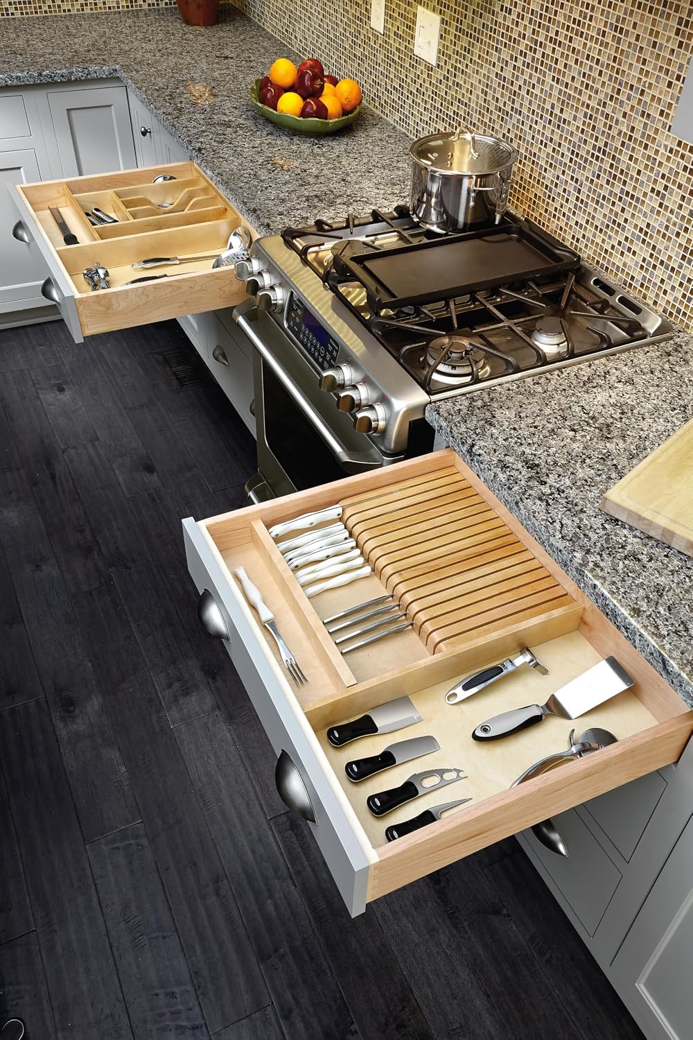 Rev-A-Shelf Trim-to-Fit Silverware Drawer Organizer for Kitchen Utensil Cutle...