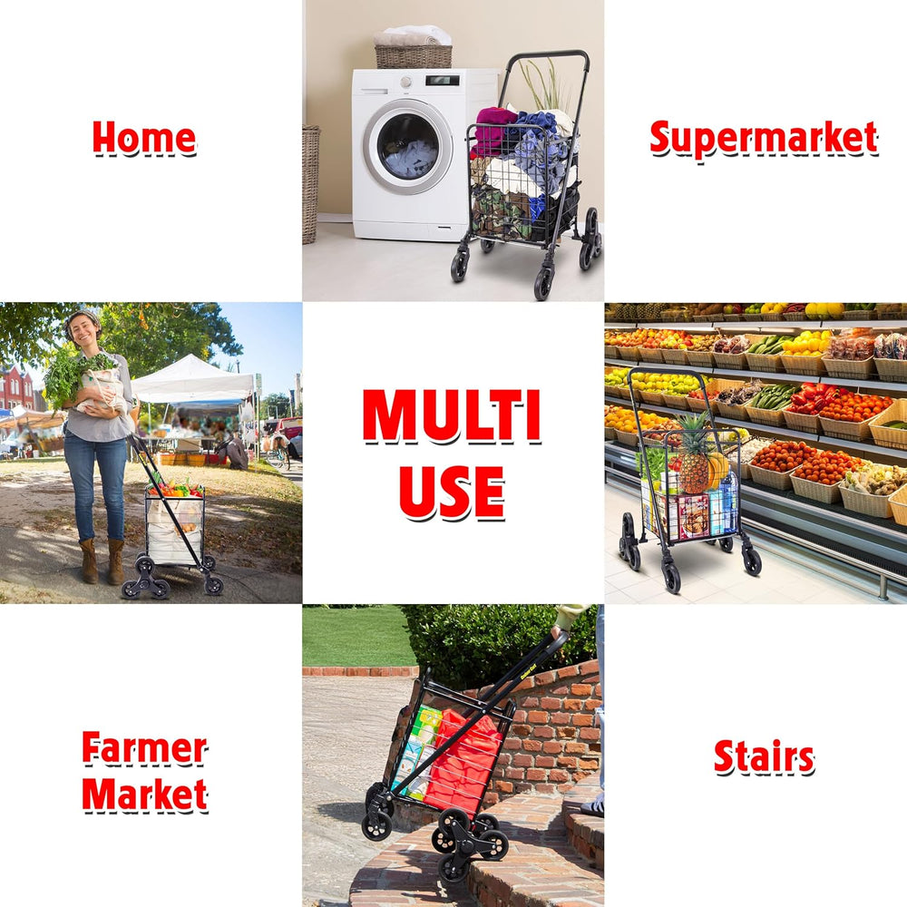 dbest Products Stair Climber Cruiser Cart Shopping Grocery Rolling Folding La...