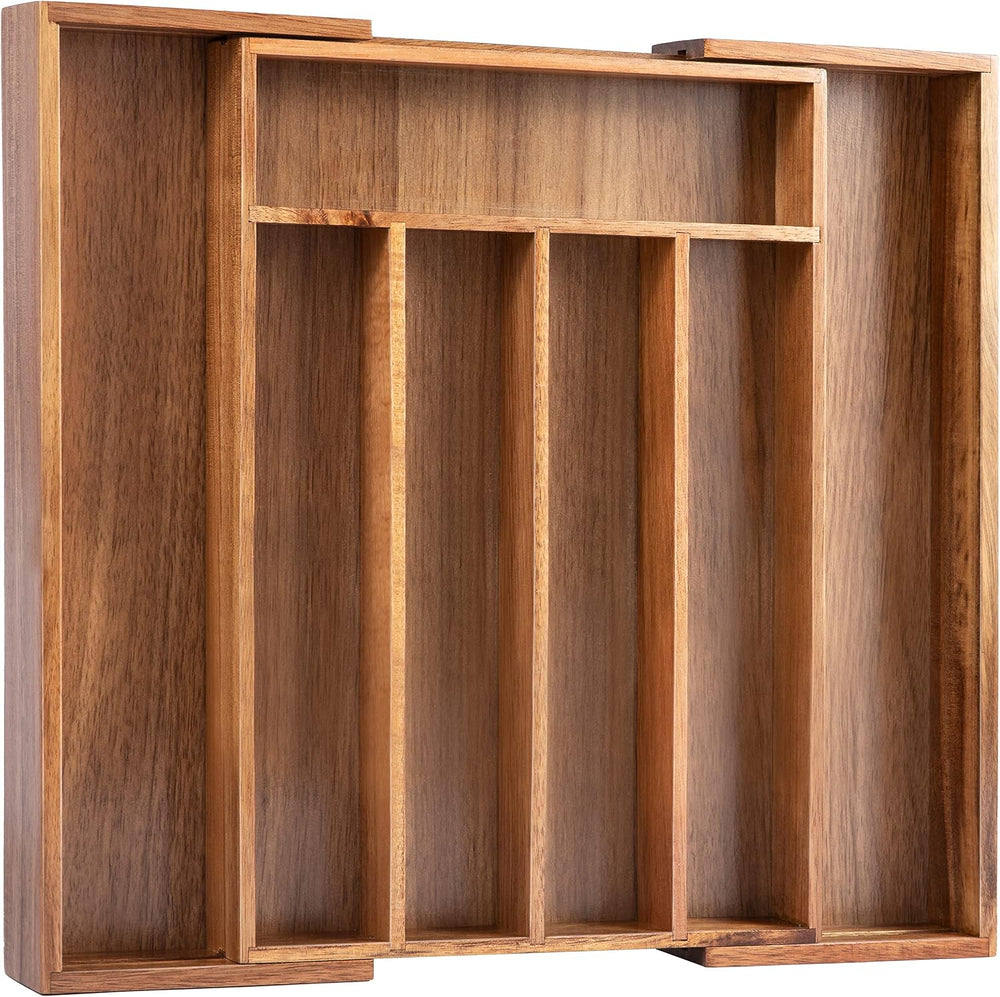 Bellsal Acacia Silverware Organizer Kitchen Drawer Organizer Expandable Bambo...