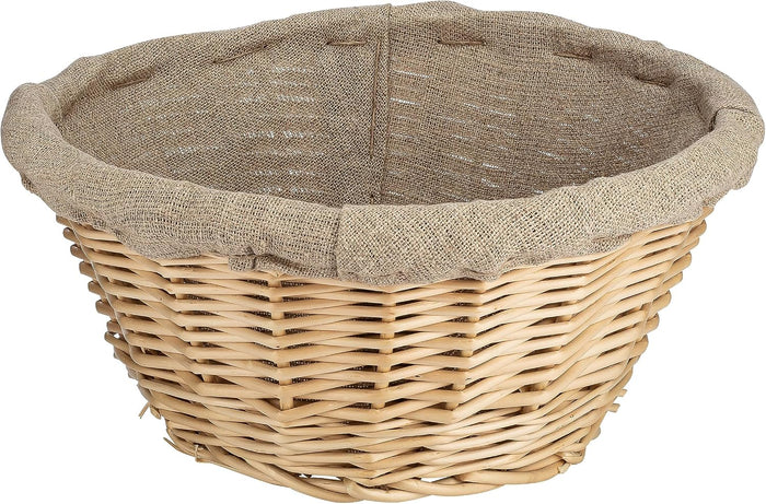 Matfer Bourgeat Banneton Linen-Lined Proofing Wicker Basket, Round, 8 1/4"