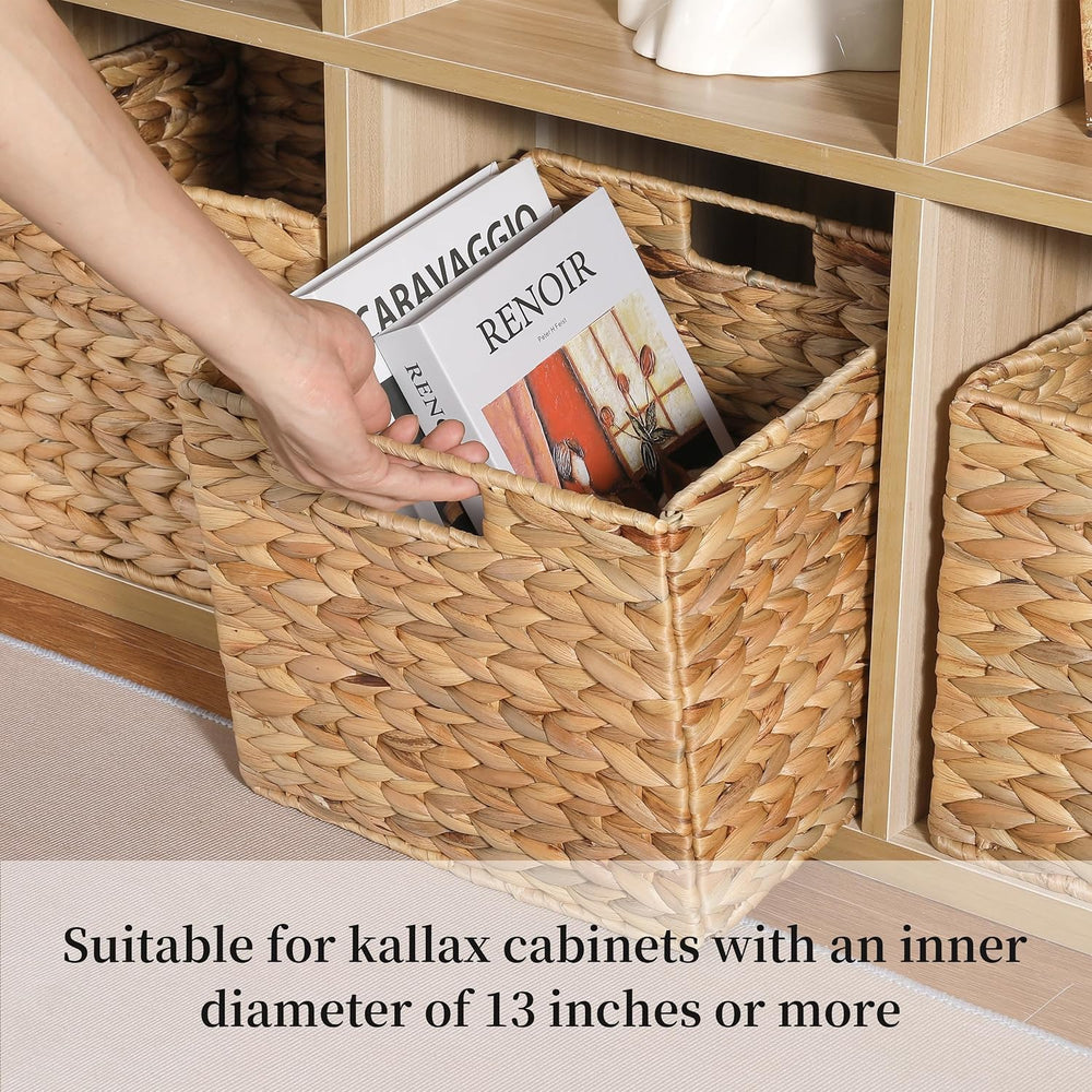 12x12x10 Water Hyacinth Storage Basket Large, Folding Cube Woven Wicker Stora...