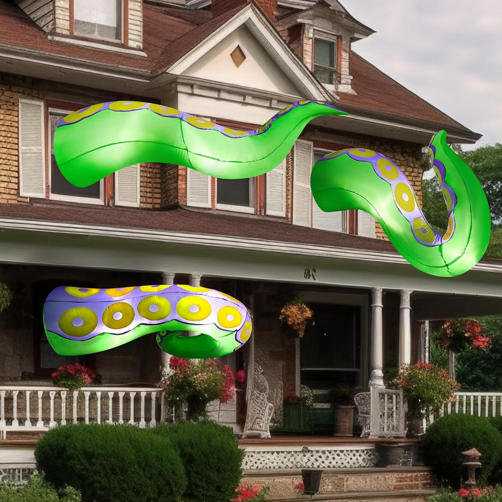 Joiedomi 3 Pcs Halloween Inflatables Green Octopus Tentacle Outdoor Decoratio...