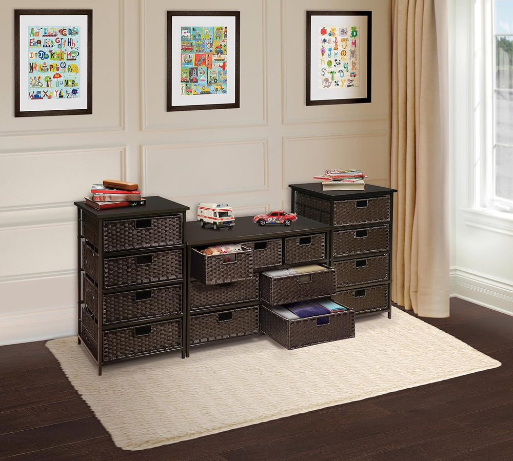 Badger Basket August Collection Tall 4-Basket Storage Unit, Espresso, Functio...