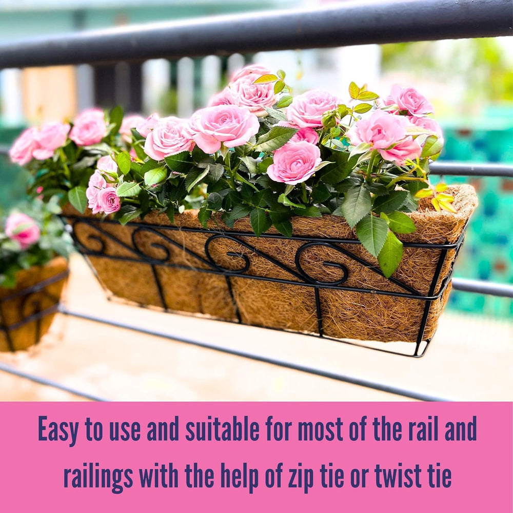 LaLaGreen Window Boxes for Plants (16 in, 4 Pack) Black Coco Liner Trough