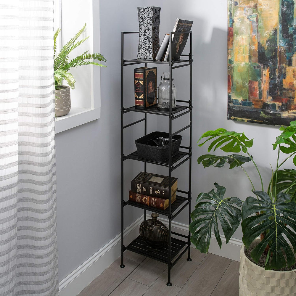 Organize It All 5 Tier Square Freestanding Shelf Unit for Bedroom, Bathroom, ...