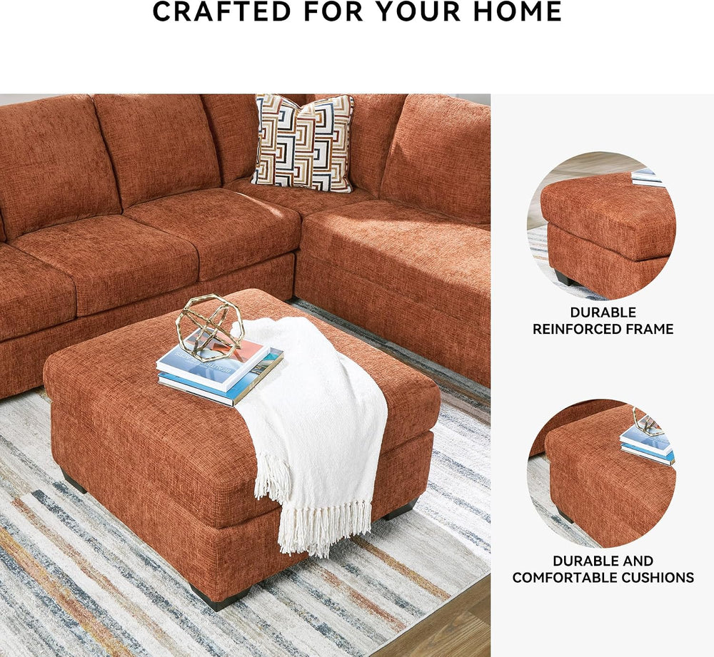 Signature Design by Ashley Oversized Accent Ottoman, Spice Burnt Orange