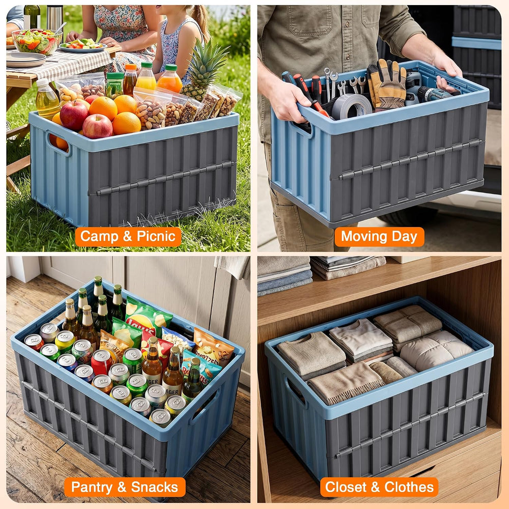 Citylife 64L Collapsible Storage Bins with Lids Plastic Storage Containers fo...
