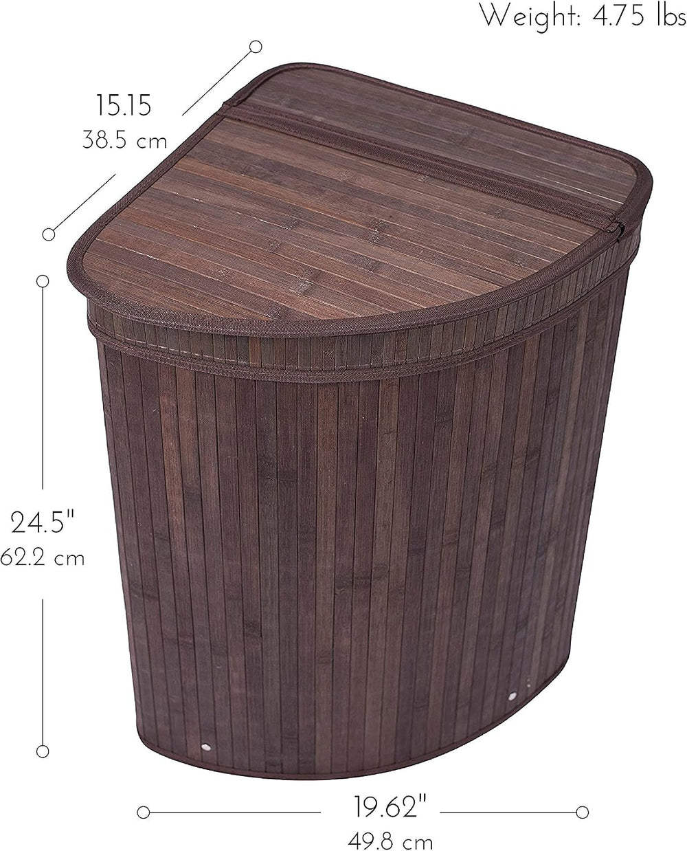 BirdRock Home Corner Laundry Hamper with Lid and Cloth Liner | Bamboo | Espre...