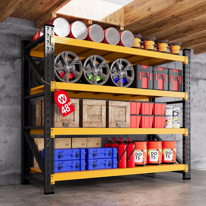 48” Wide Heavy Duty Metal Garage Shelving, Adjustable Storage Shelf