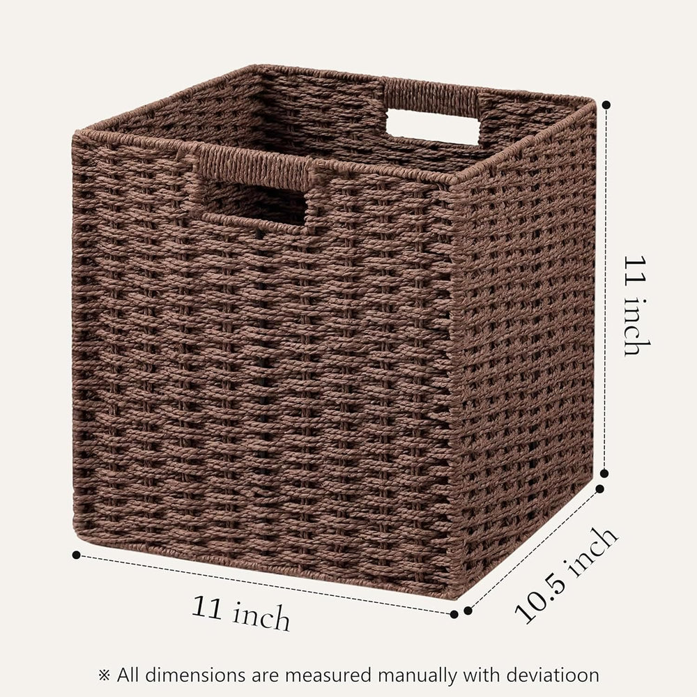 UBBCARE 3 Pack Wicker Basket, 11L×11H×10.5W inch Woven Paper Rope Storage Bas...