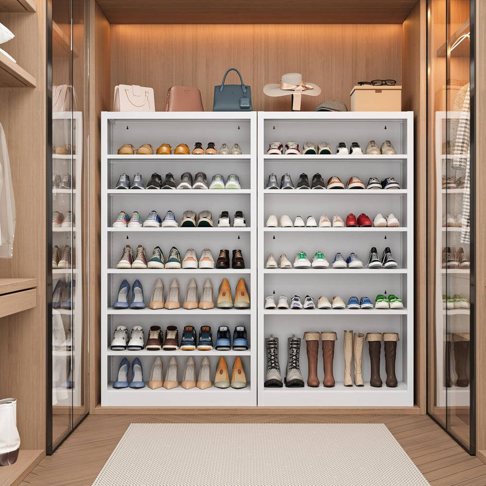 Tall Shoe Cabinet, 7 Tiers 30-35 Pairs Heavy Duty Metal Freestanding Shoe Rac...