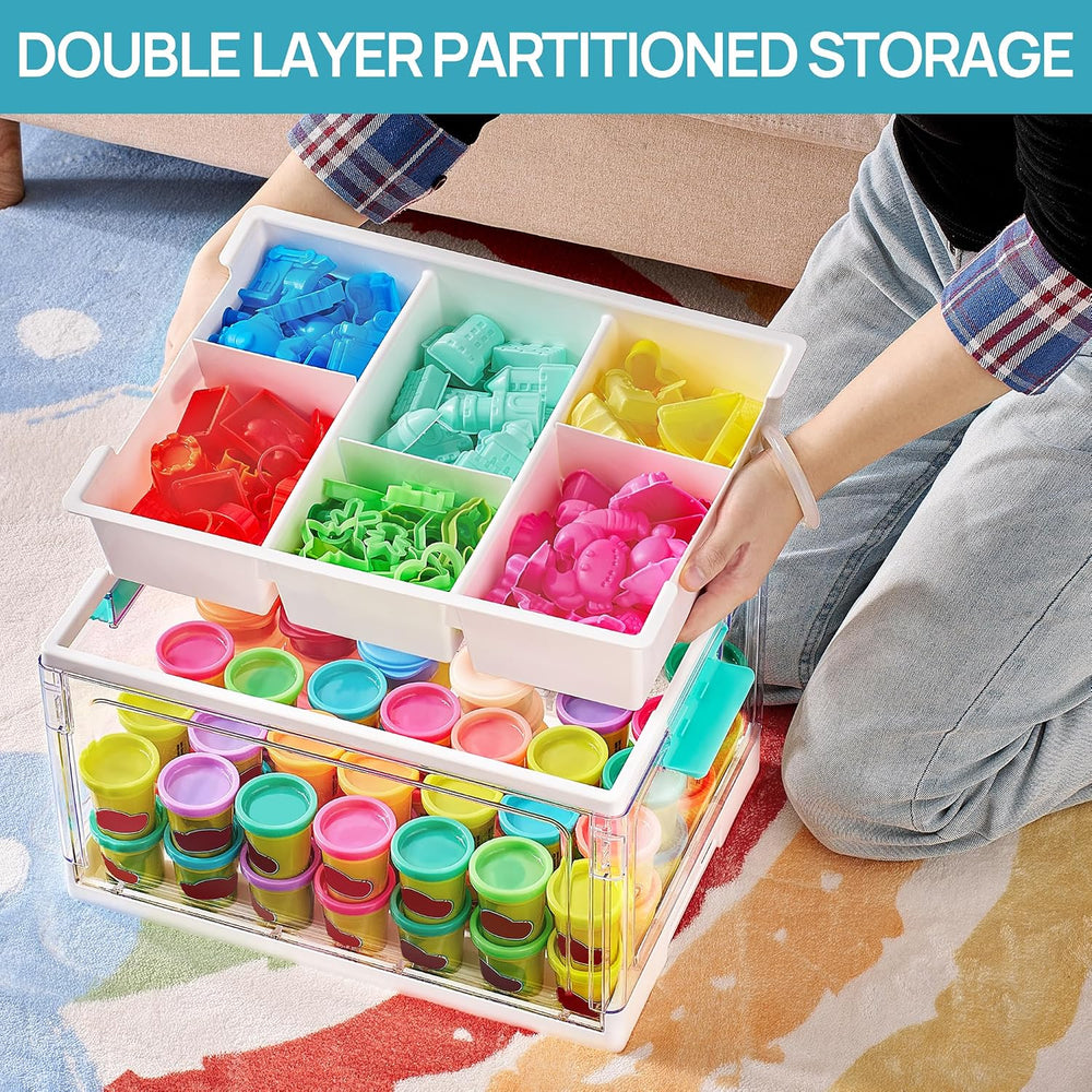 Vtopmart 24 QT Clear Storage Box with Tray & Dividers, 1 Pack–Basic