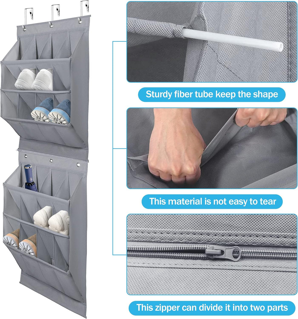 Libeder Over the Door Shoe Organizer,24 Pockets Door Shoe Organizer Hanging, ...