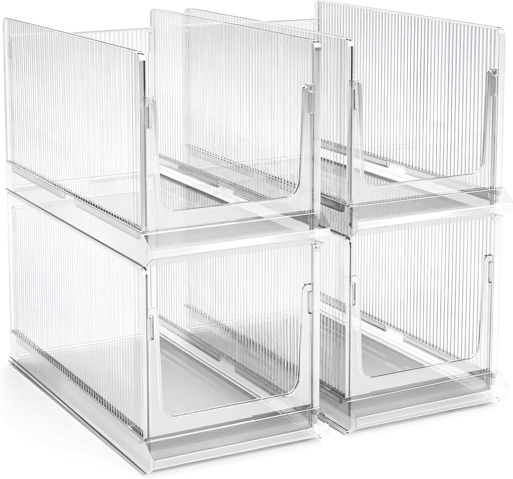 Sorbus Extra Large Stackable Storage Bins, BPA-Free, Foldable (4 Pack)