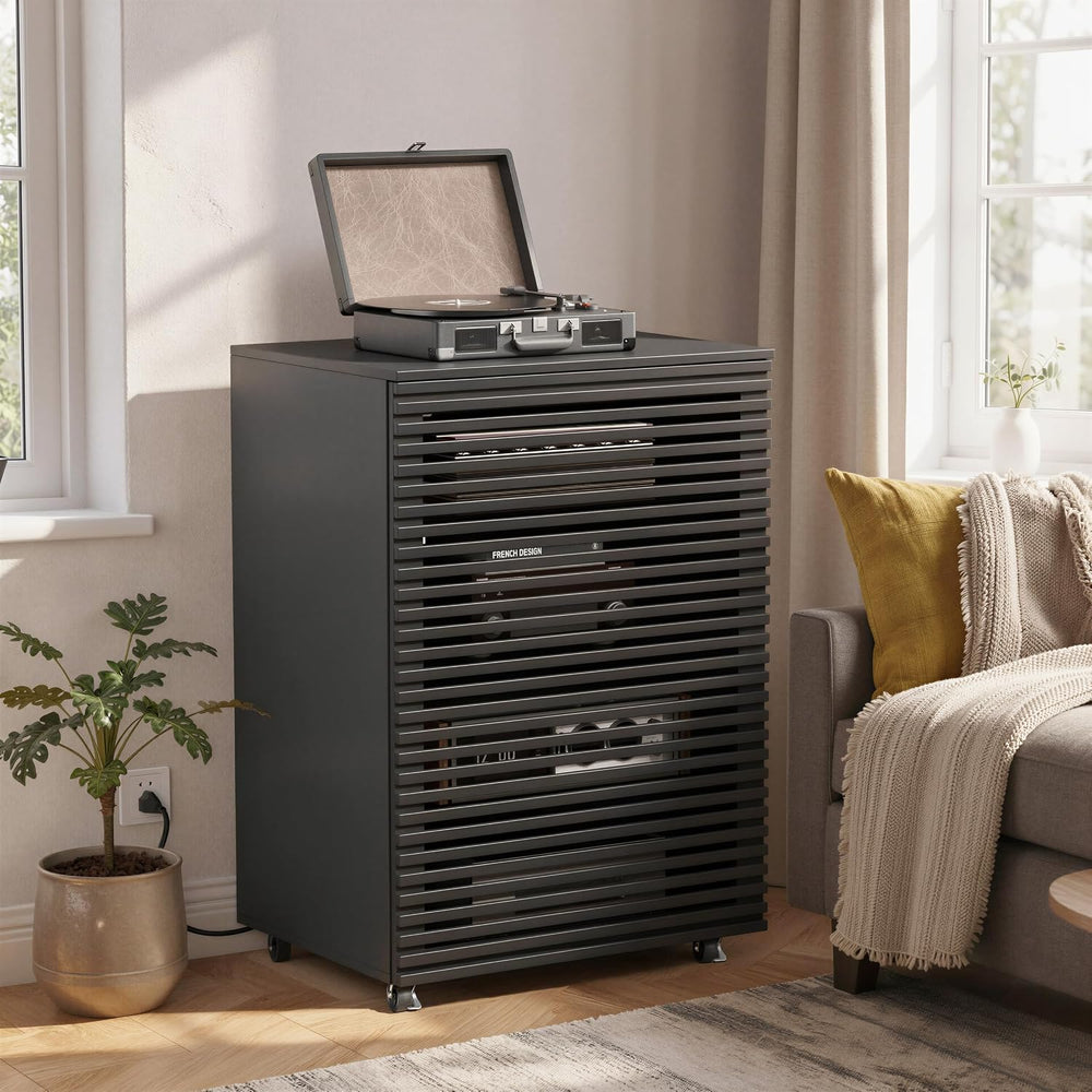 PAKASEPT AV Media Cabinet, 5-Tier AV Media Stand with Grille Door and Adjusta...