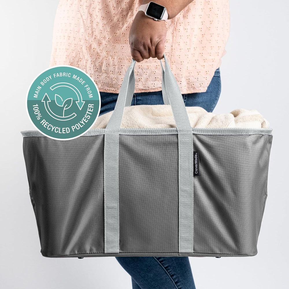 CleverMade Collapsible Fabric Laundry Baskets - Foldable Pop Up Storage Conta...