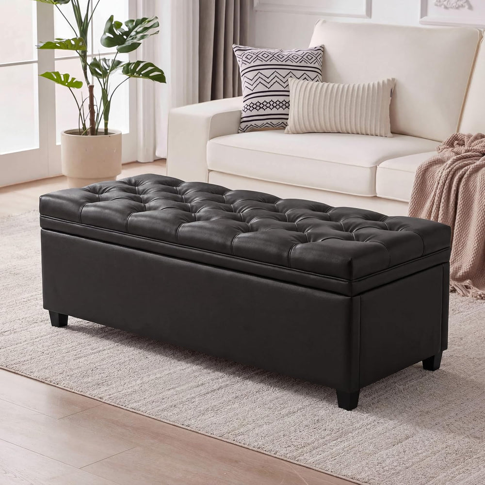 Mangodan 43 Inch Storage Ottoman, Tufted Ottoman with Storage