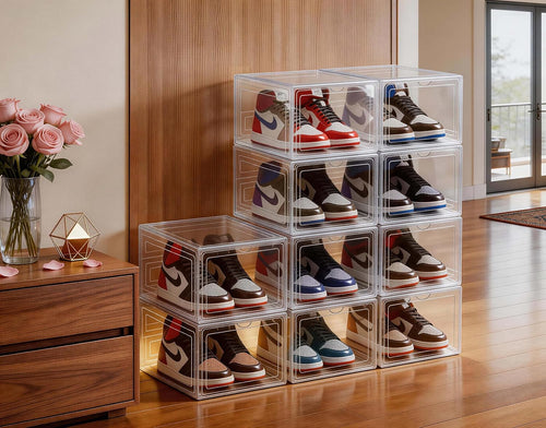 clear shoe storage boxes stackable, plastic shoe boxes, main product view