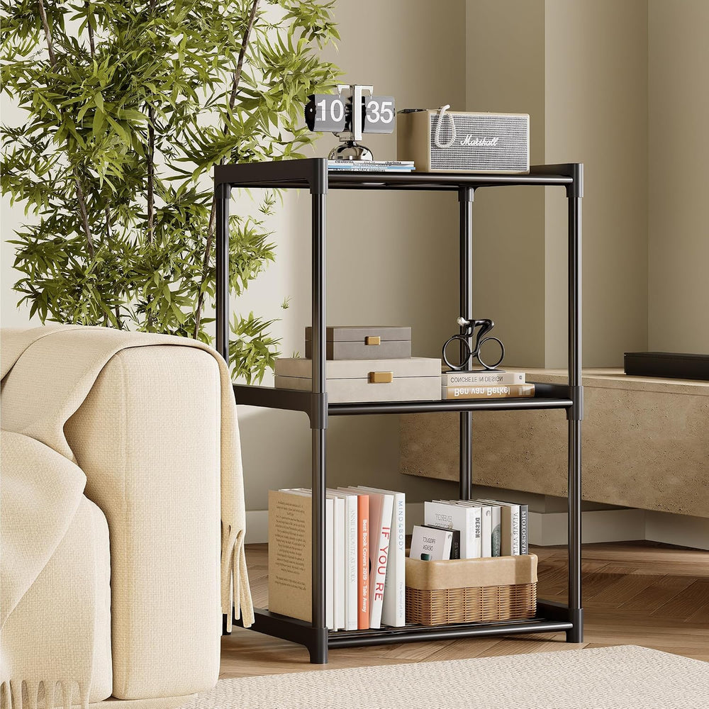 3-Tier Storage Shelves-2 Pack, Shelf with Plastic Connectors, Shelving Rack