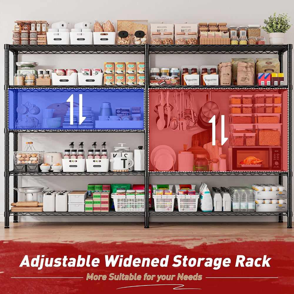REIBII 73" W 5-Tier Heavy Duty Wire Shelving Unit, Garage Commercial, 2PC