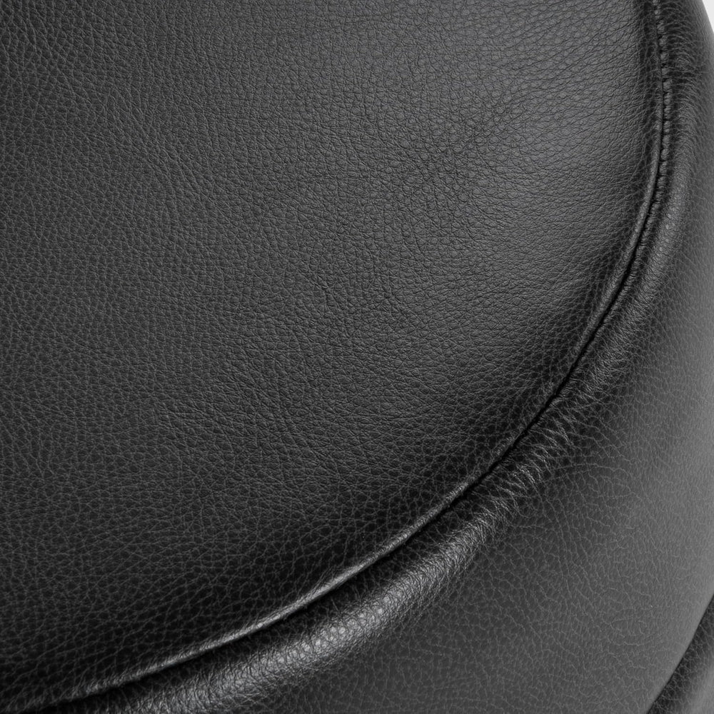 HomePop 18" Round Ottoman - Black Faux Leather