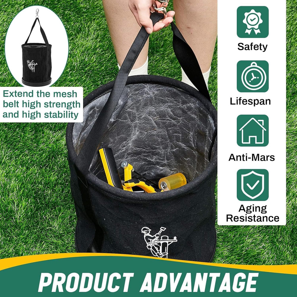 2 Pack 15" x 12" Linemen Canvas Tool Bucket Bag,Black