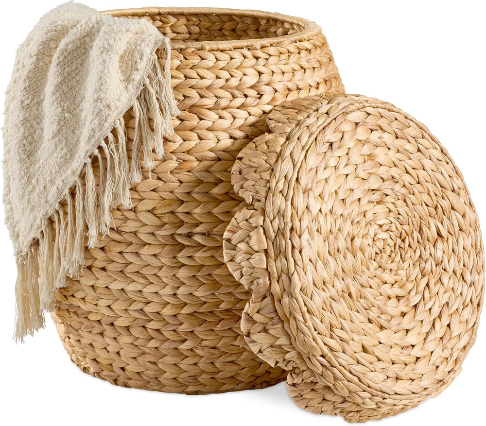 Best Choice Products Scalloped Multipurpose Hyacinth Storage Basket, Plant Dé...