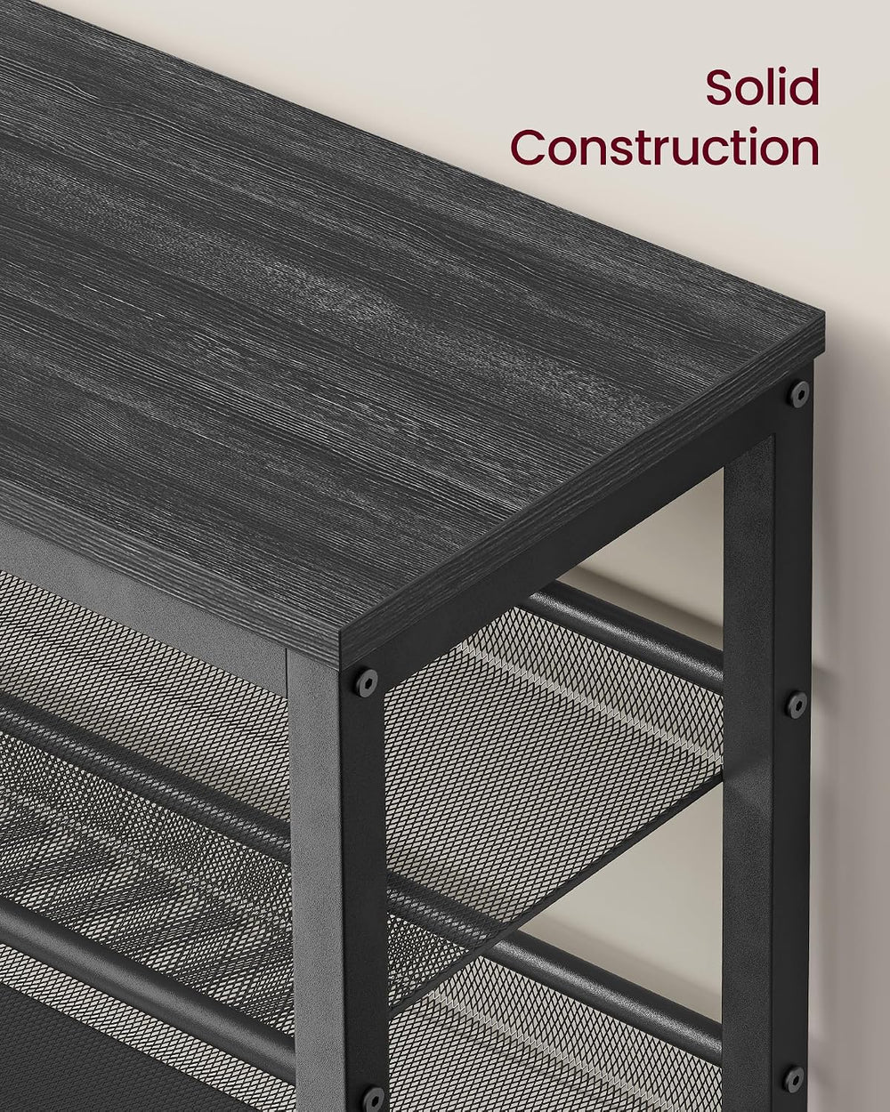 VASAGLE 3 Tier Shoe Rack Bench, One Piece Shelves, Shoe Storage Organizer wit...