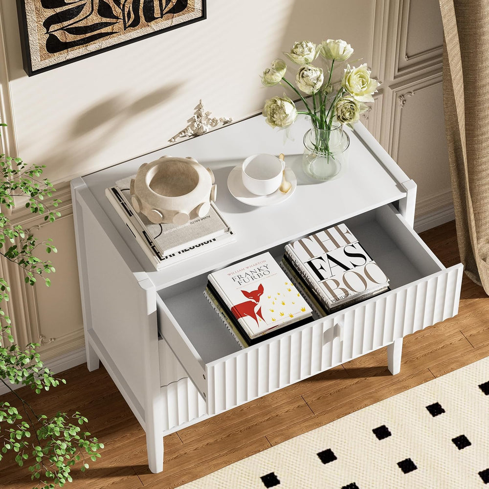 Furniway 31.5" Wide White 3 Drawer Dresser for Bedroom, Modern Chest of ...