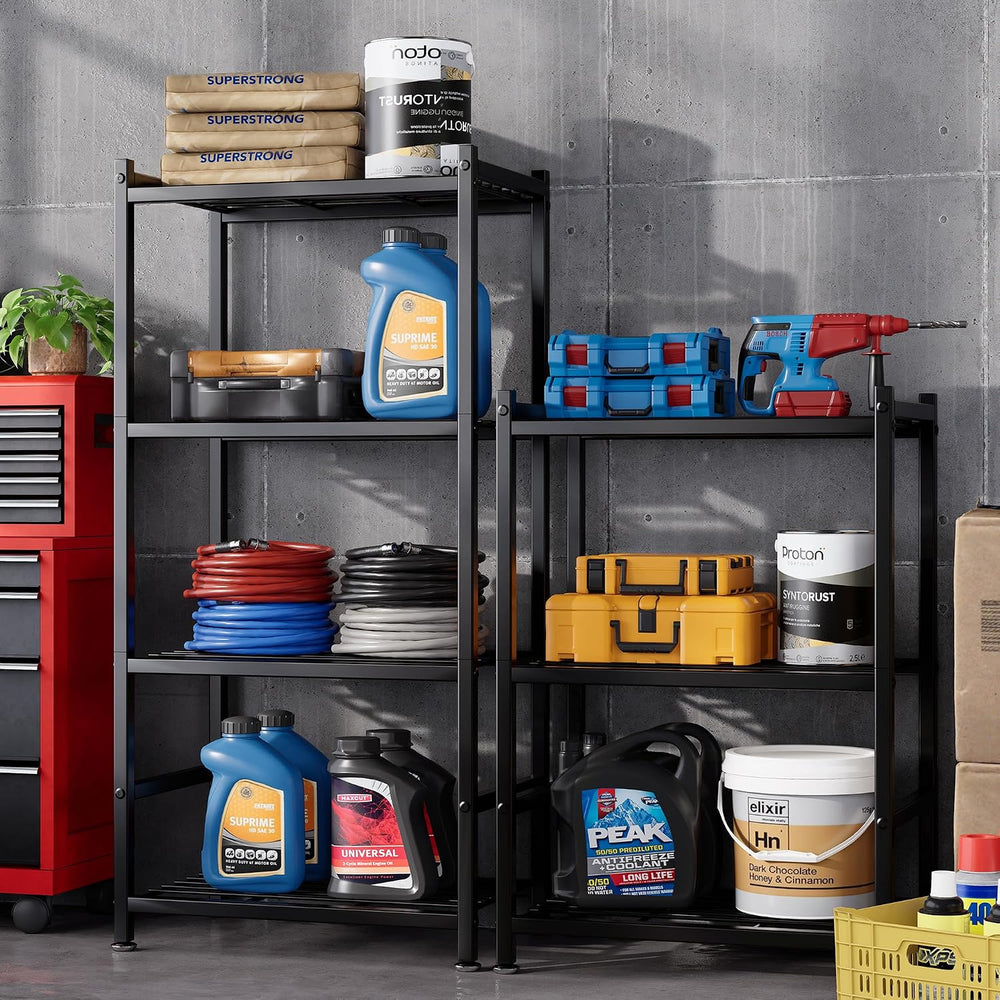 Small Storage Shelves, 4-Tier Metal Shelving Unit with Leveling Feet, Shelf O...