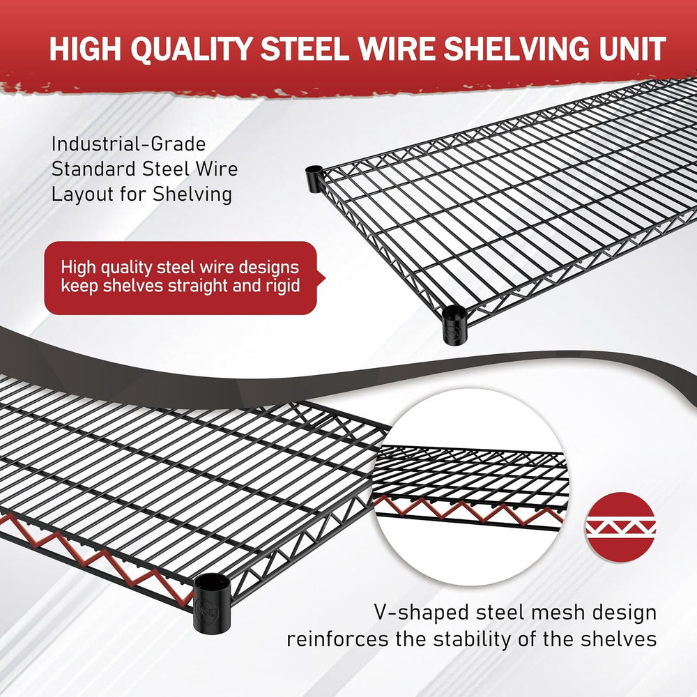 Yardenaler 5-Tier Heavy Duty Steel Wire Shelving Unit with Wheels, Adjustable...