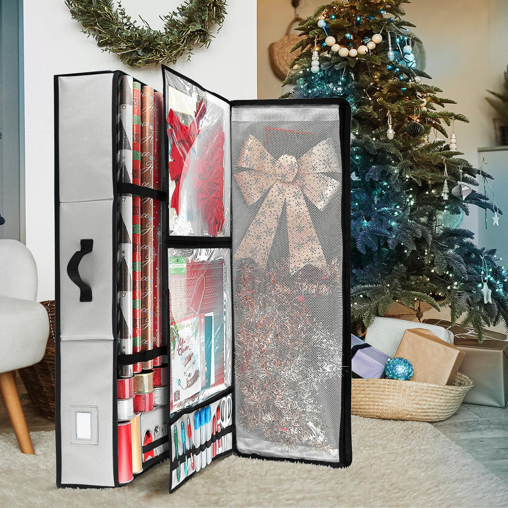 Hearth & Harbor Wrapping Paper Storage Container - Christmas Storage Bag ...