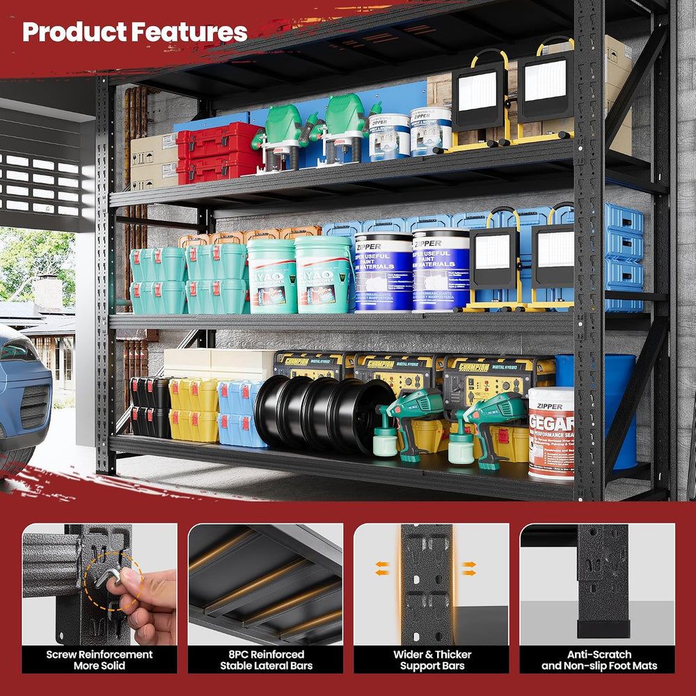 79" Wide Metal Garage Shelves, 7000LBS Storage Shelving Heavy Duty, Stan...
