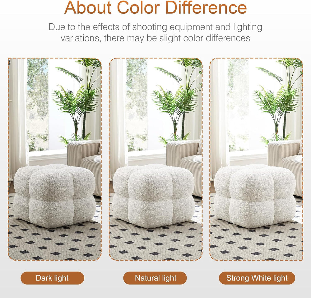 Zesthouse Square Pouf Ottomans Set of 2, Modern Vanity Chair for Bedroom