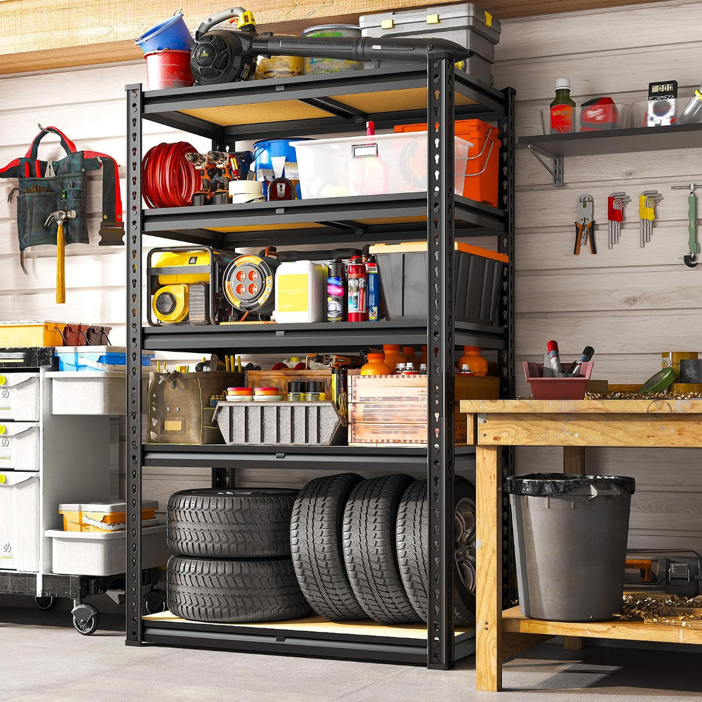 REIBII 2-Pack Garage Shelving, Heavy Duty Storage Rack for Shed Workshop