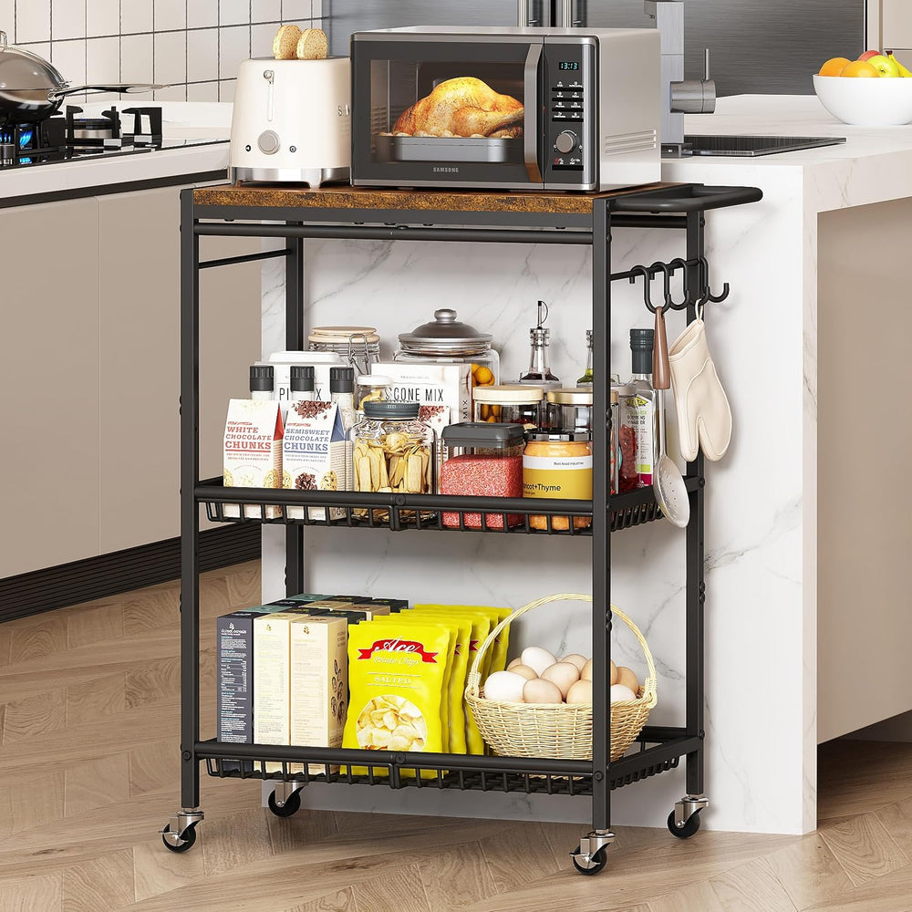 Microwave Kitchen Rolling Cart, 35.43" H Microwave Table Stand with Lock...