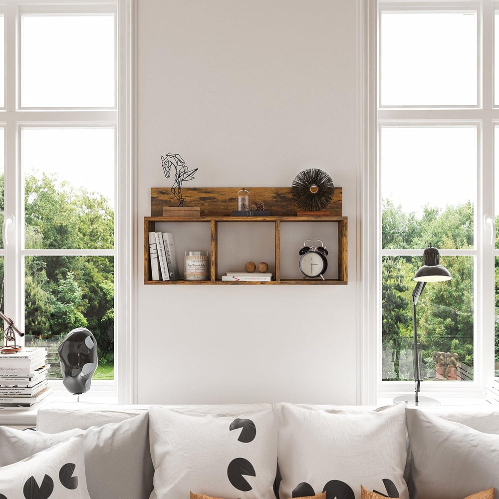 Danya B. Modern 3 Cube Floating Wall Shelf with Display Ledge - Easy to Hang ...