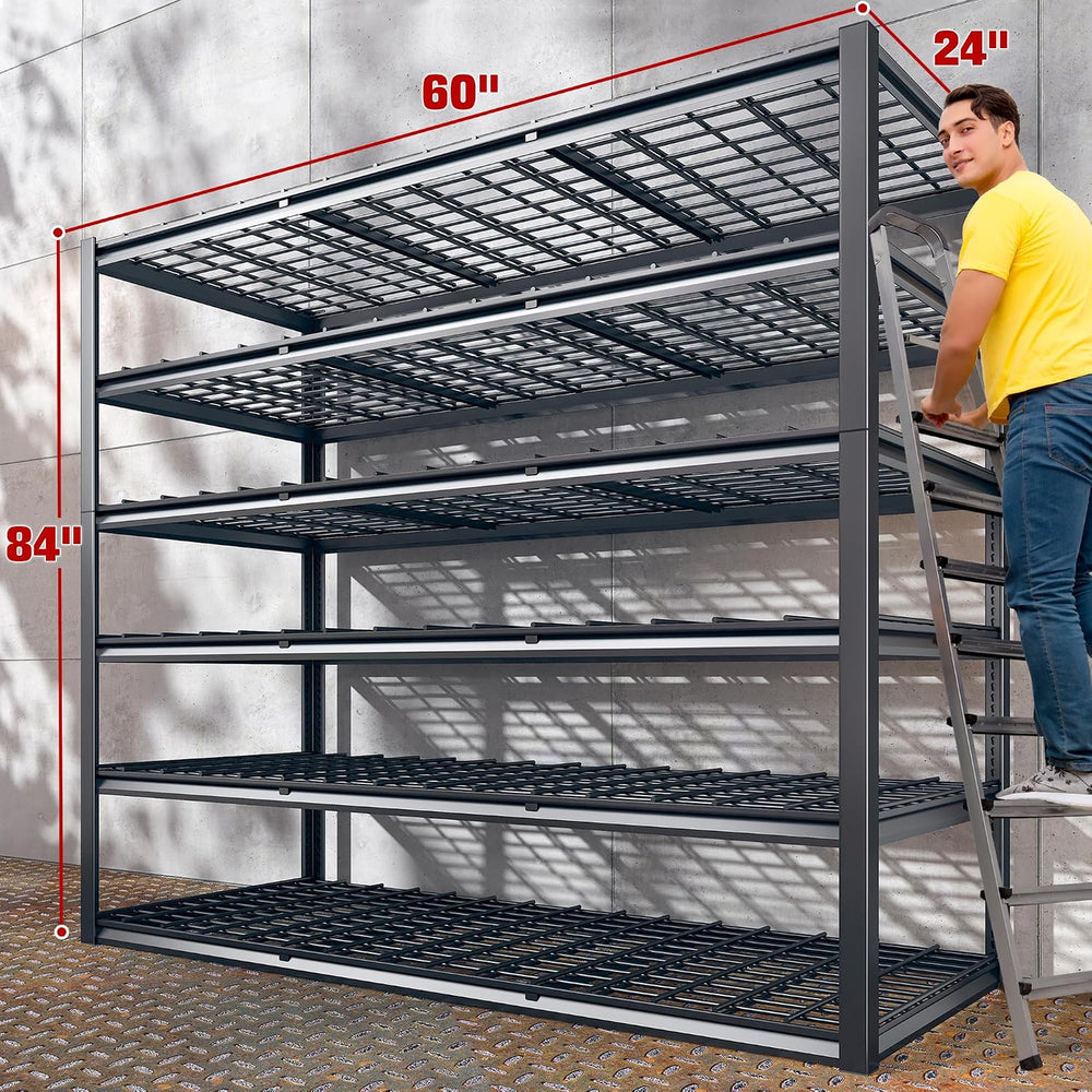 REIBII 60" W Garage Shelving, 3000LBS Storage Shelves, 6 Tier Heavy Duty...