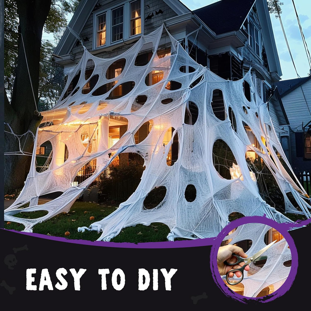 JOYIN 1000sqft Halloween Spider Web Outdoor Decoration, Giant Spider Cobwebs ...