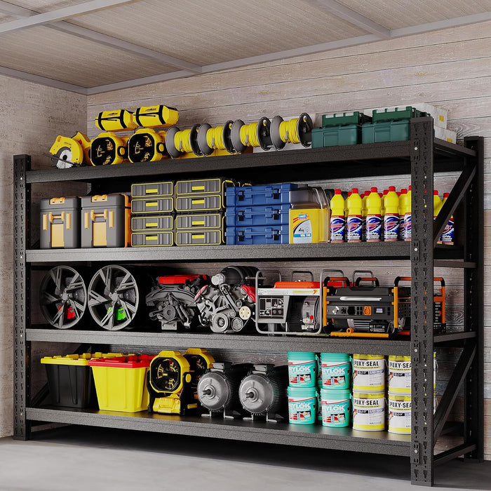 BYNSOE 77" W Storage Shelves 9000lbs Garage Metal Shelving Heavy Duty Garage Shelves Adjustable Storage Shelves for Industrial, Factory,(77" W X 24" D X 70" H)