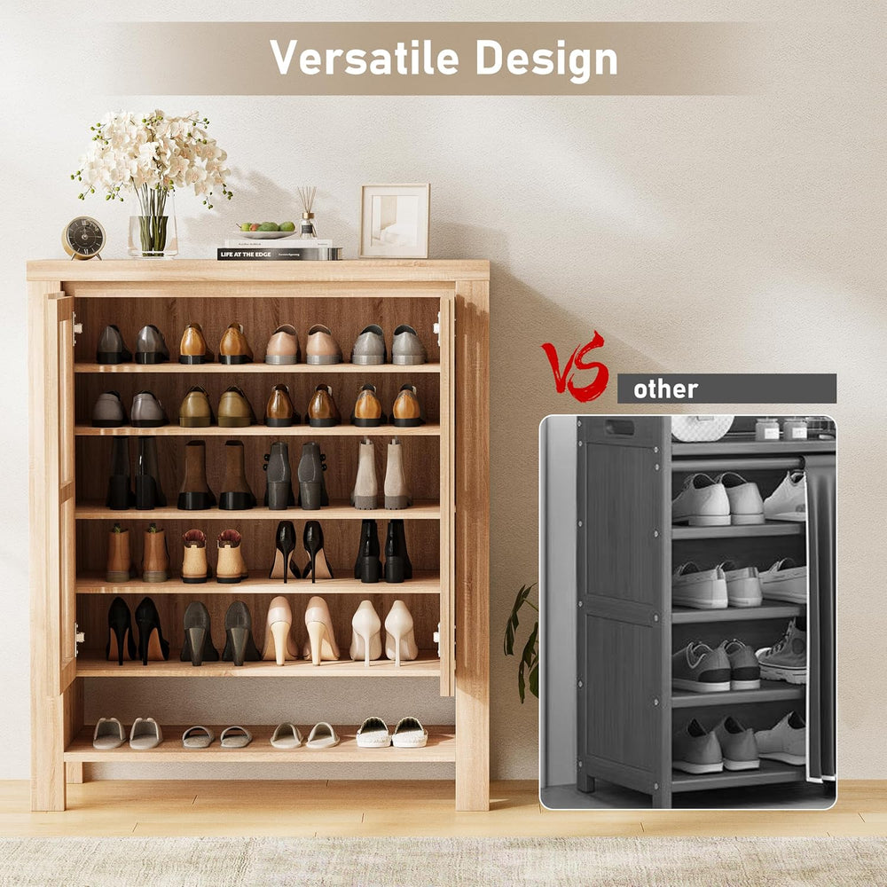 INNOD 43" Tall Shoe Storage Cabinet with Doors, 8-Tier Entryway Shoe Cab...
