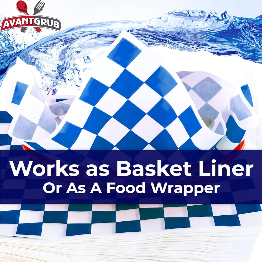 Extra Large, Grease Resistant Blue Checkered Sandwich Liner 300 Sheet Pack. M...